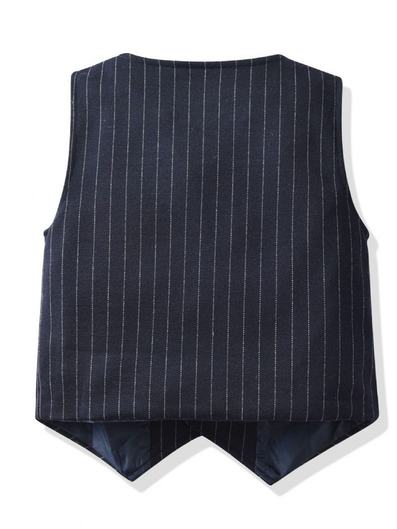 Drenge Gentleman Outfit Bowtie Langærmet Skjorte Vest Bukser Sæt