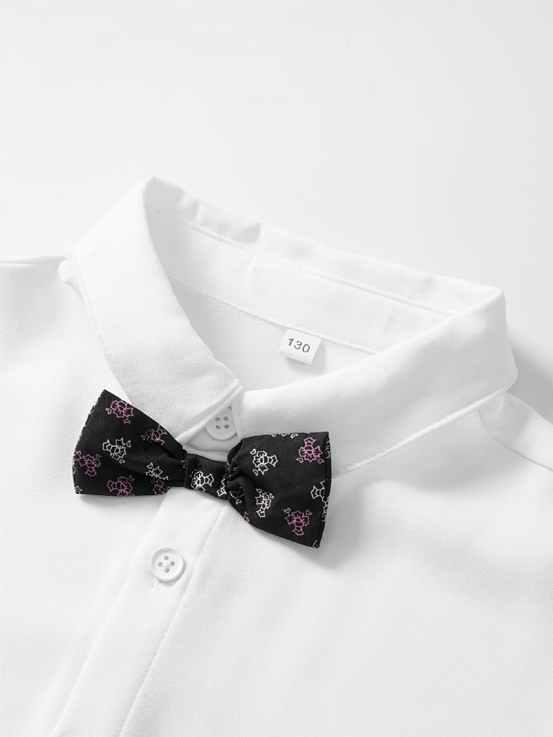 Drenge Gentleman Outfit Langærmet Butterflyskjorte & Bukser & Vest Sæt Børnetøj