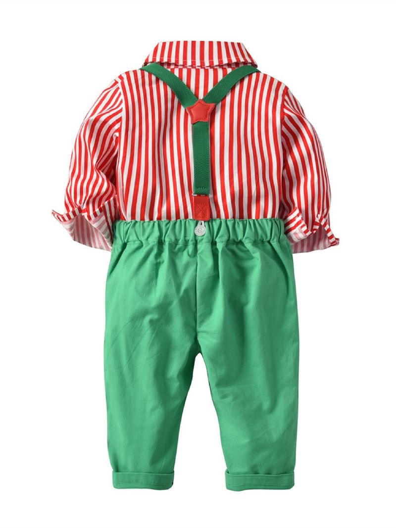 Drenge Julestribet Print Butterfly Gentleman Overalls Sæt