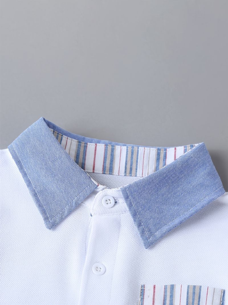 Drenge Kortærmet Preppy Style Top + Stribede Bukser Sæt Børnetøj