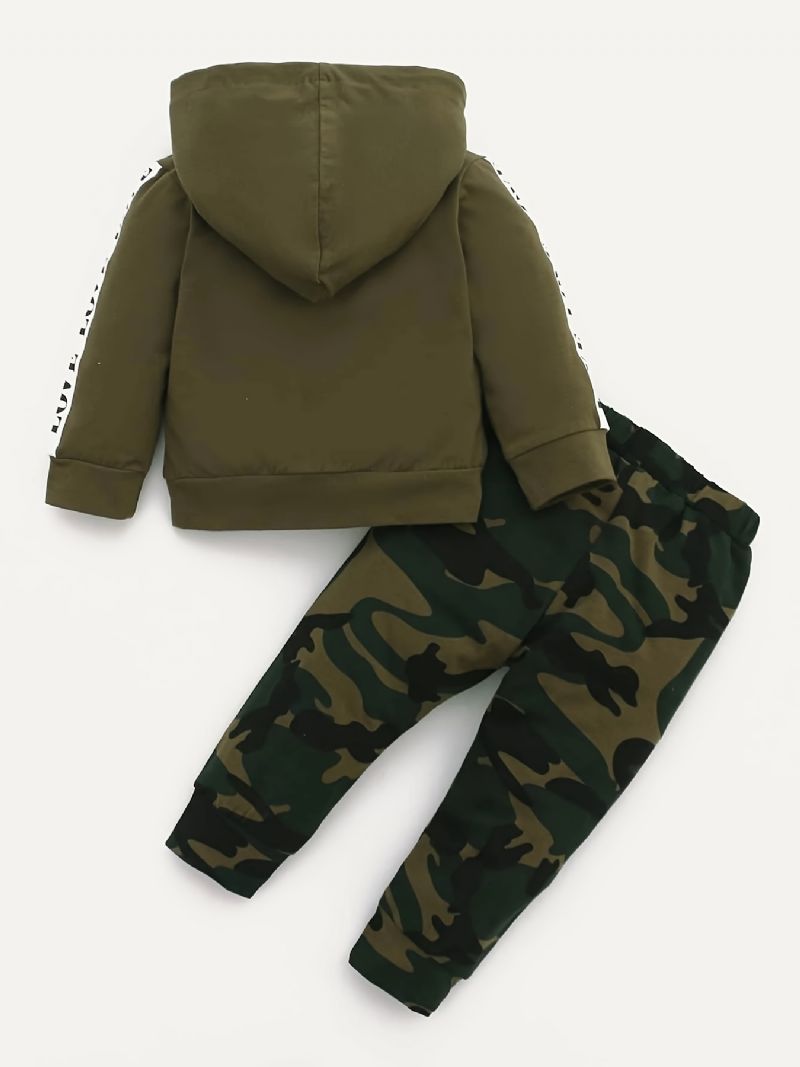 Drenge Langærmet Hættetrøje + Camo Bukser Sæt Børnetøj Outfits