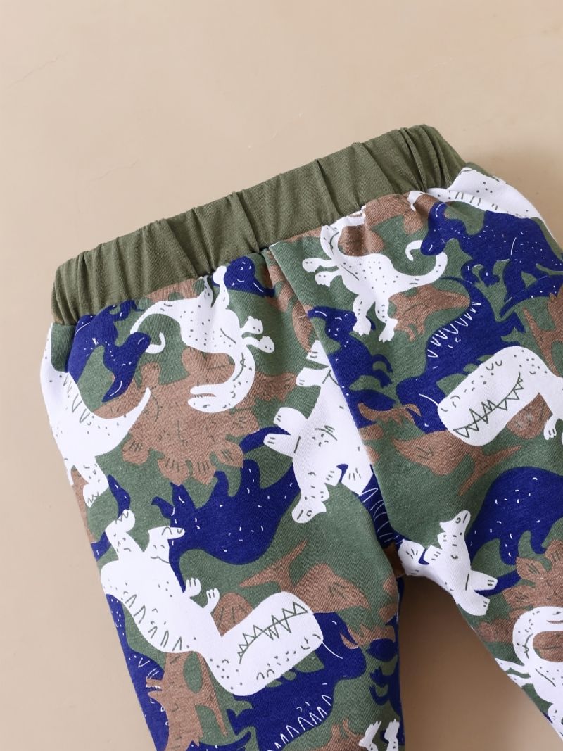 Drenge Lange Ærmer Romper + Bukser Sæt Babytøj Dinosaur Print