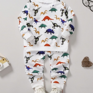 Drenge Mode Casual Dinosaur Print Rundhalset Sweatshirt Bukser Sæt