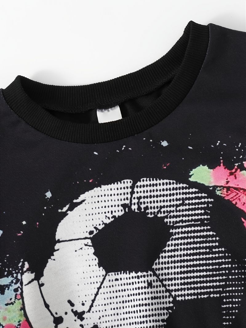 Drenge Pullover Fodboldtryk Langærmet Rundhalset Sweatshirt & Bukser Børnetøj