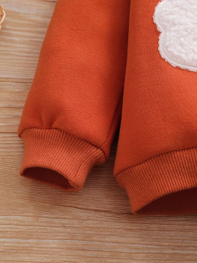 Drenge Ræveører Rundhalset Sweatshirt + Fox Broderede Bukser Sæt Børnetøj Til Vinter