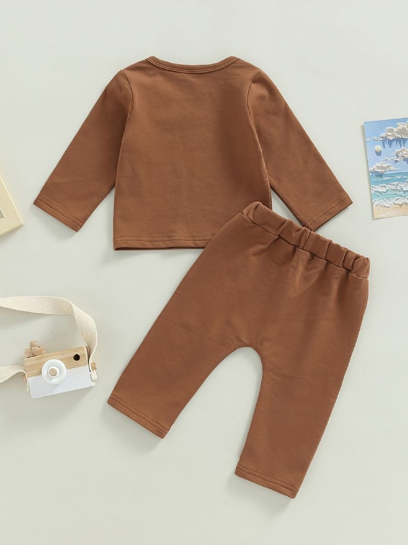 Drenge Rund Hals Rugby Print Skjorte + Bukser Sæt Babytøj Outfits