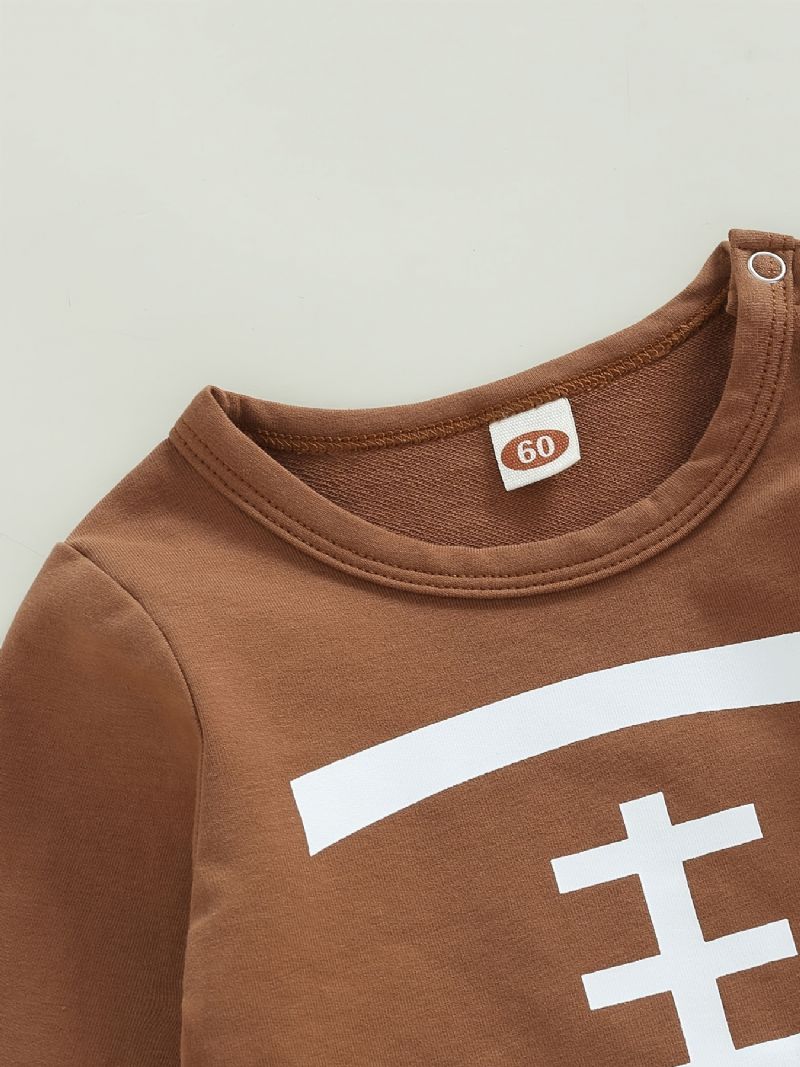 Drenge Rund Hals Rugby Print Skjorte + Bukser Sæt Babytøj Outfits