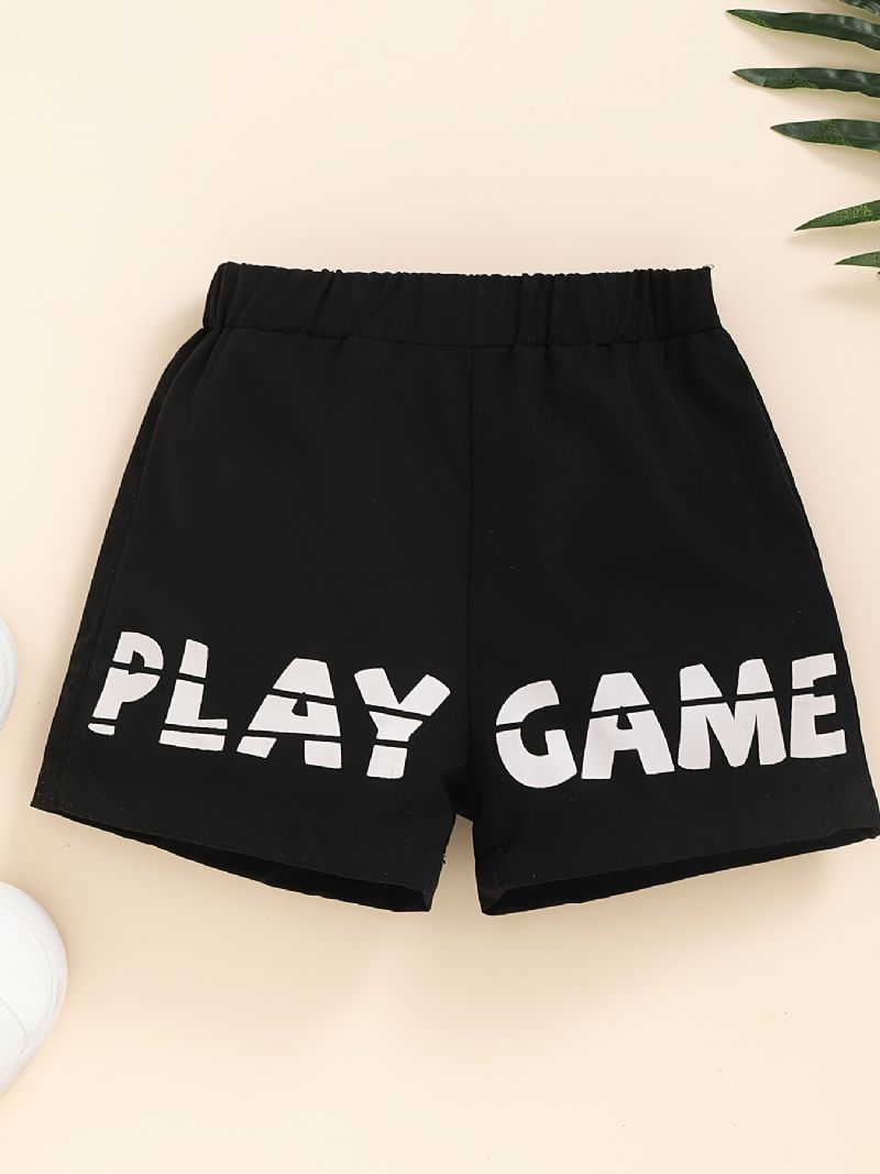 Drenge Stribet Kortærmet Brevprint Top + Shorts Sæt Børnetøj