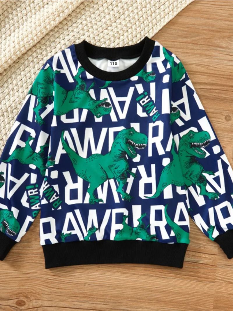 Drenge Sweatshirt & Casual Bukser Sæt Med Dinosaur Print