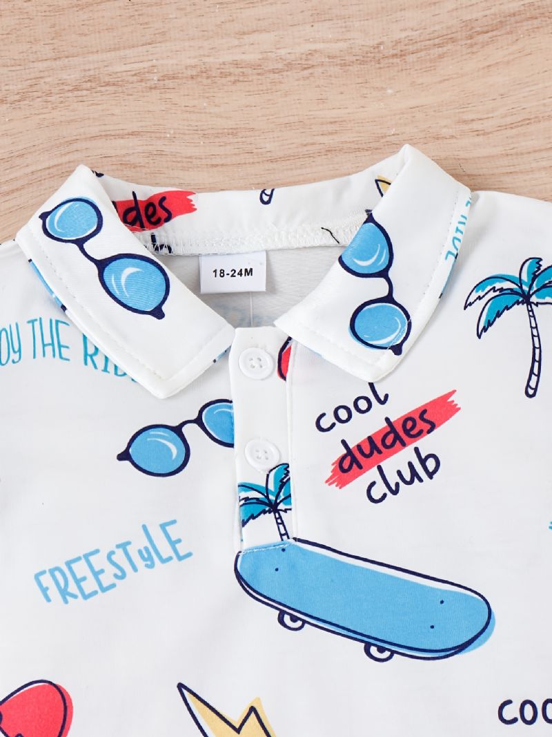 Drenge Tegneserie Print Kortærmede Shorts Sæt