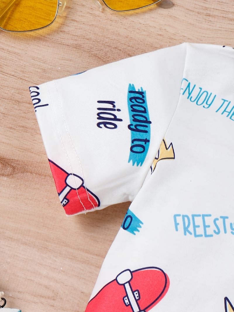 Drenge Tegneserie Print Kortærmede Shorts Sæt