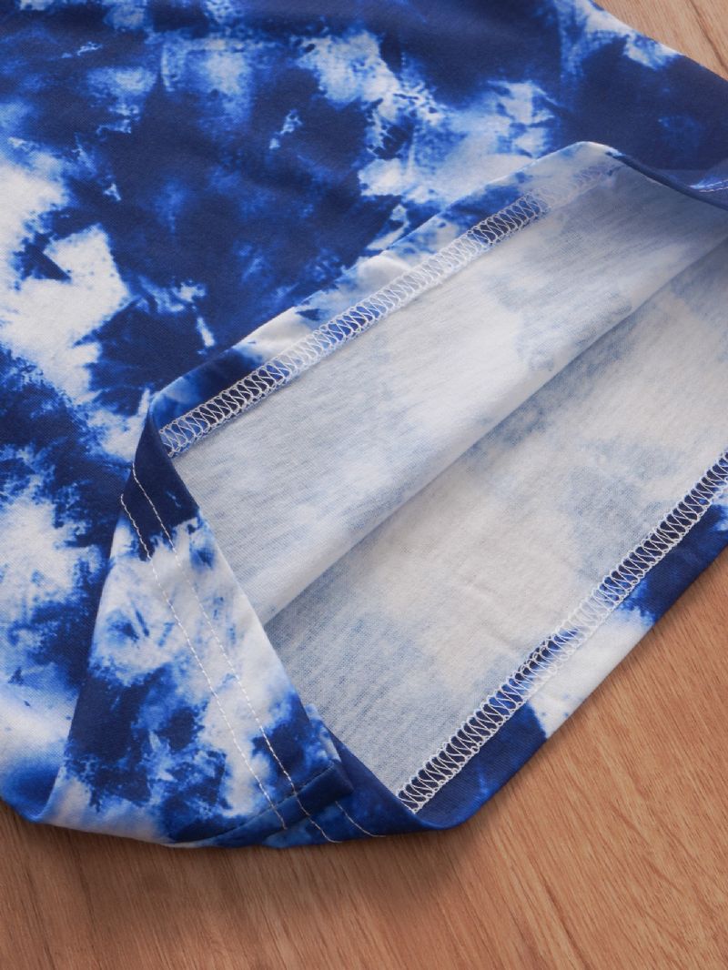 Drenge Tie Dye Floral Print Crop Sleeve Casual Todelt Sæt