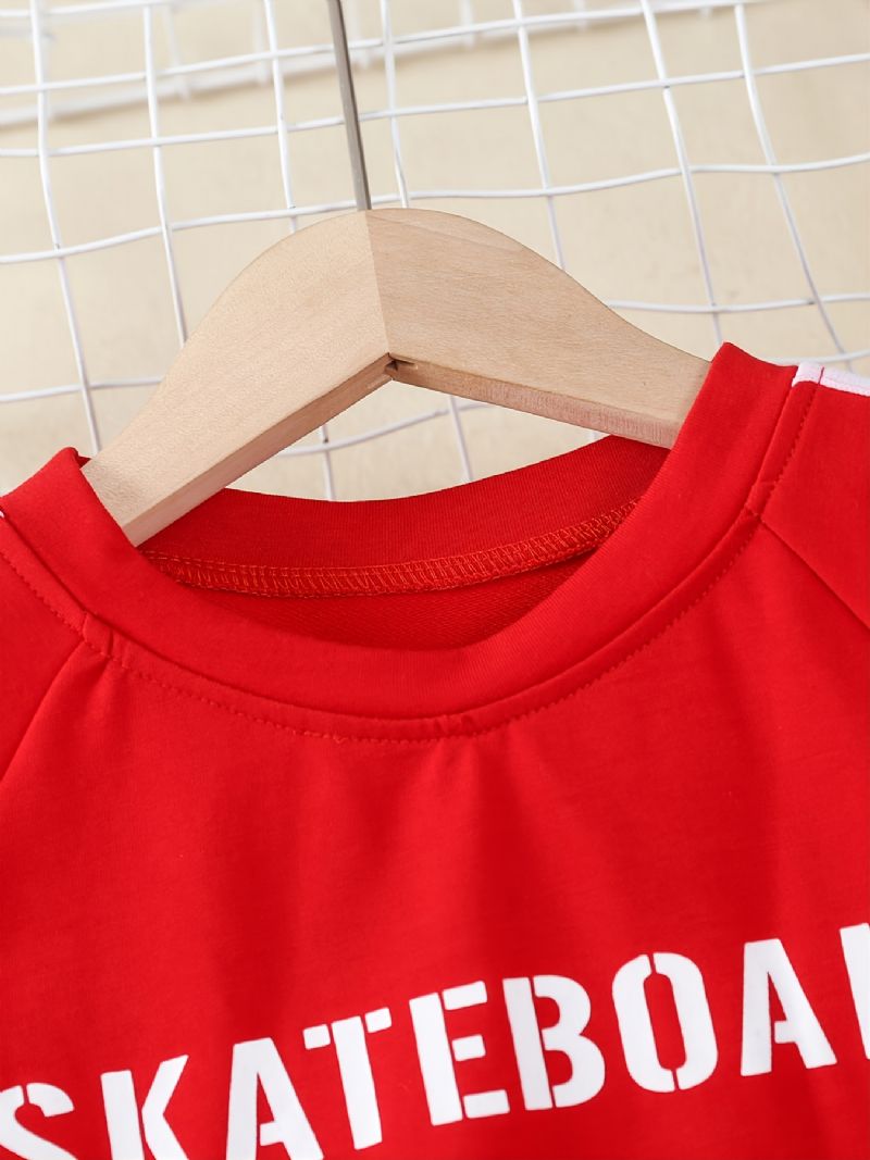Efterår Vinter Drenge Brev Trykt Langærmet Sweatshirt Bukser 2 Stk Sæt