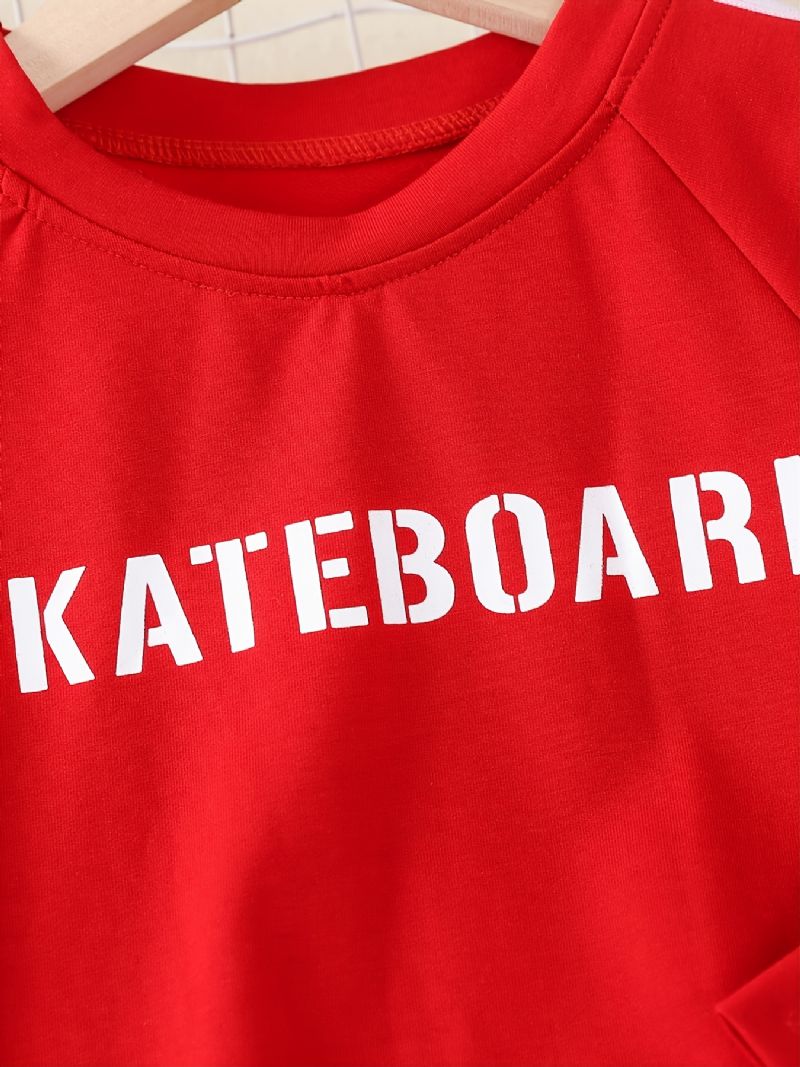 Efterår Vinter Drenge Brev Trykt Langærmet Sweatshirt Bukser 2 Stk Sæt