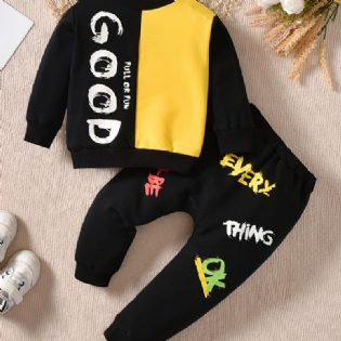 Efterår & Vinter Drenge Casual Colorblock Brevtryk Rundhalset Sweatshirt Sæt