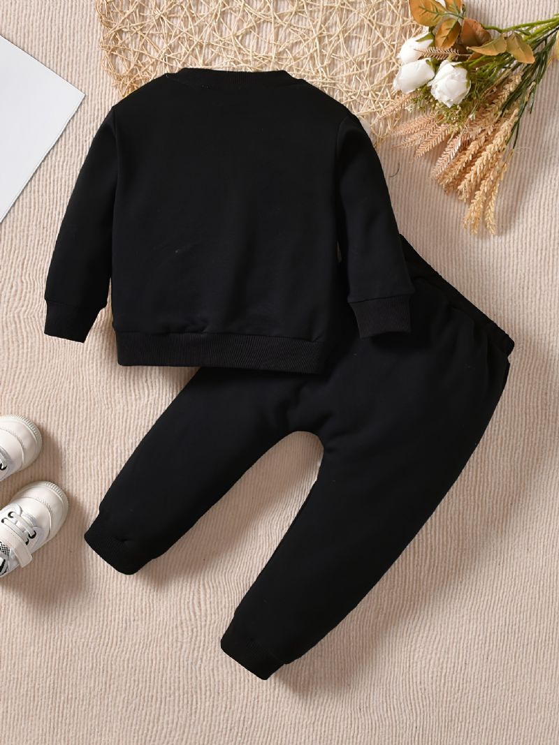 Efterår & Vinter Drenge Casual Colorblock Brevtryk Rundhalset Sweatshirt Sæt