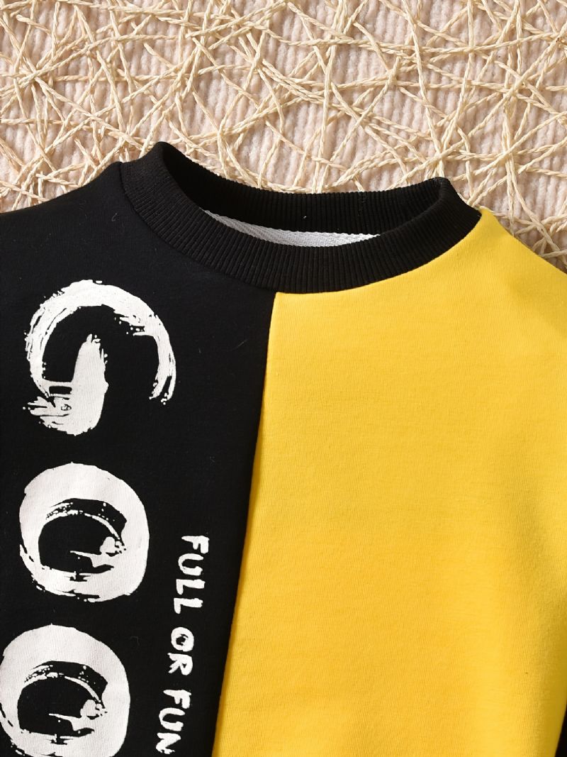 Efterår & Vinter Drenge Casual Colorblock Brevtryk Rundhalset Sweatshirt Sæt