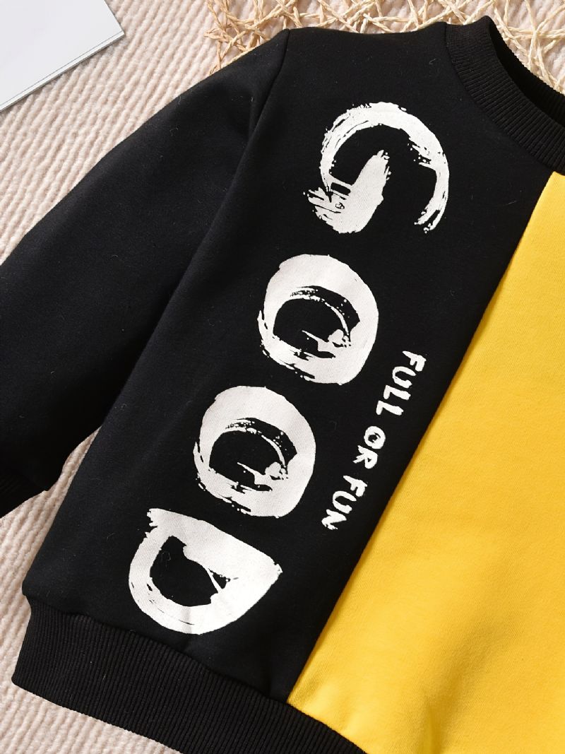 Efterår & Vinter Drenge Casual Colorblock Brevtryk Rundhalset Sweatshirt Sæt