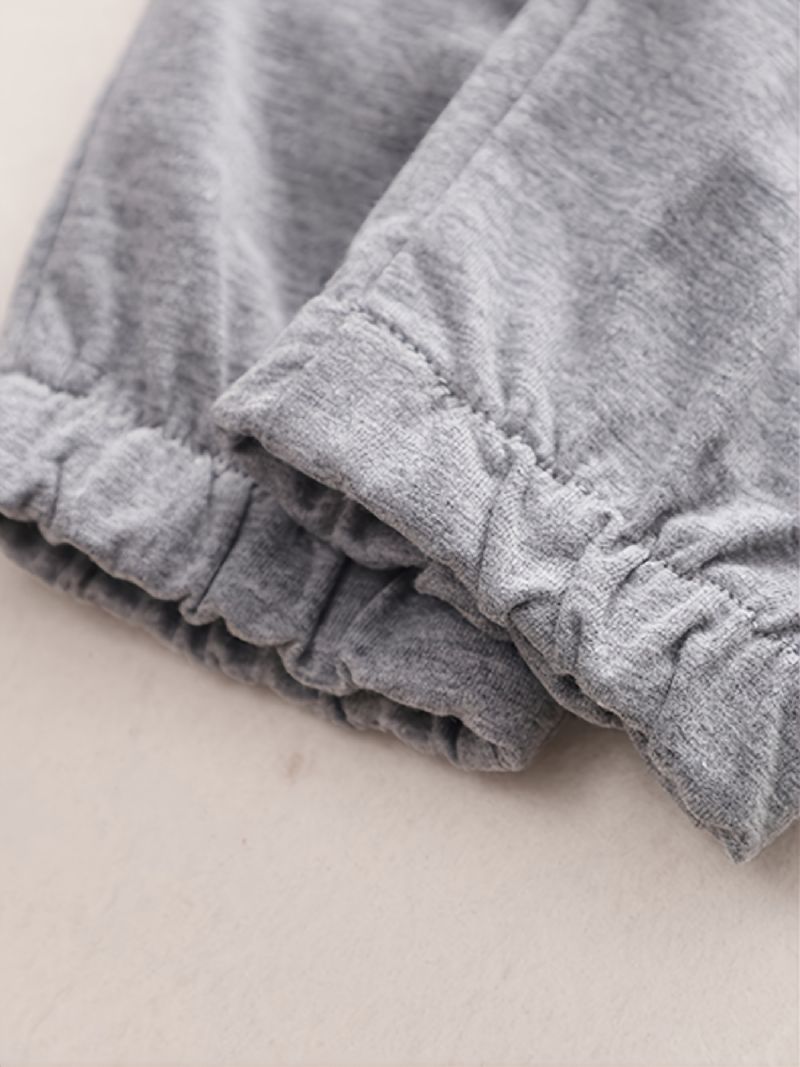 Efterår Vinter Drenge Sort Stribet Rund Hals Falske 2-delt Sweatshirt Bukser Sæt
