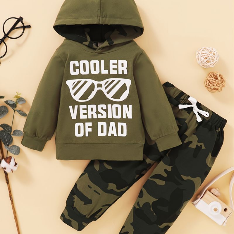 Efterår Vinter Ny Baby Drenge Casual Camouflage Hætte Print Todelt Sæt