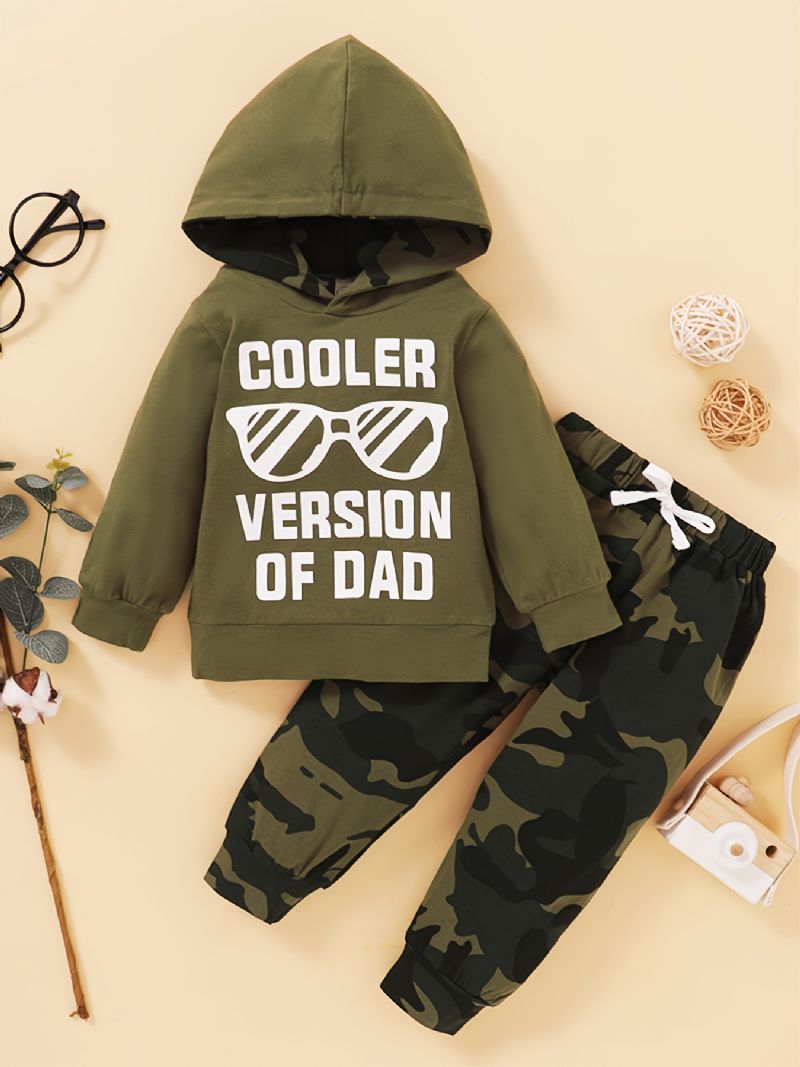 Efterår Vinter Ny Baby Drenge Casual Camouflage Hætte Print Todelt Sæt