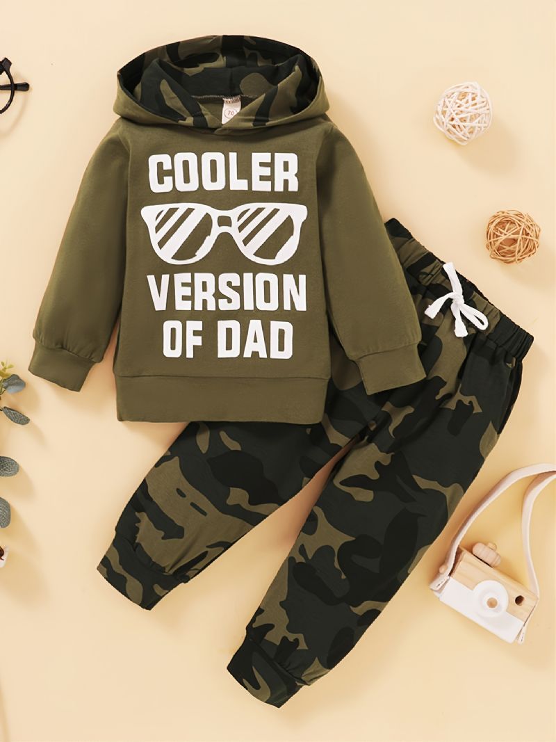 Efterår Vinter Ny Baby Drenge Casual Camouflage Hætte Print Todelt Sæt