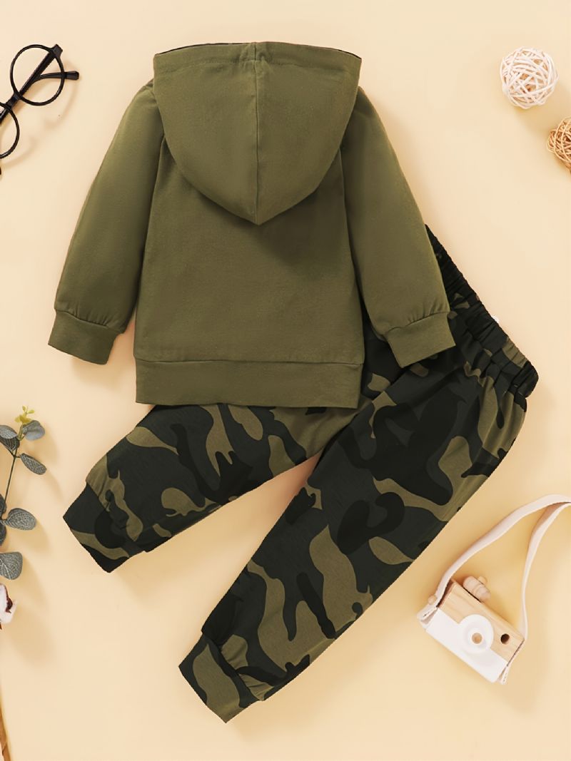 Efterår Vinter Ny Baby Drenge Casual Camouflage Hætte Print Todelt Sæt