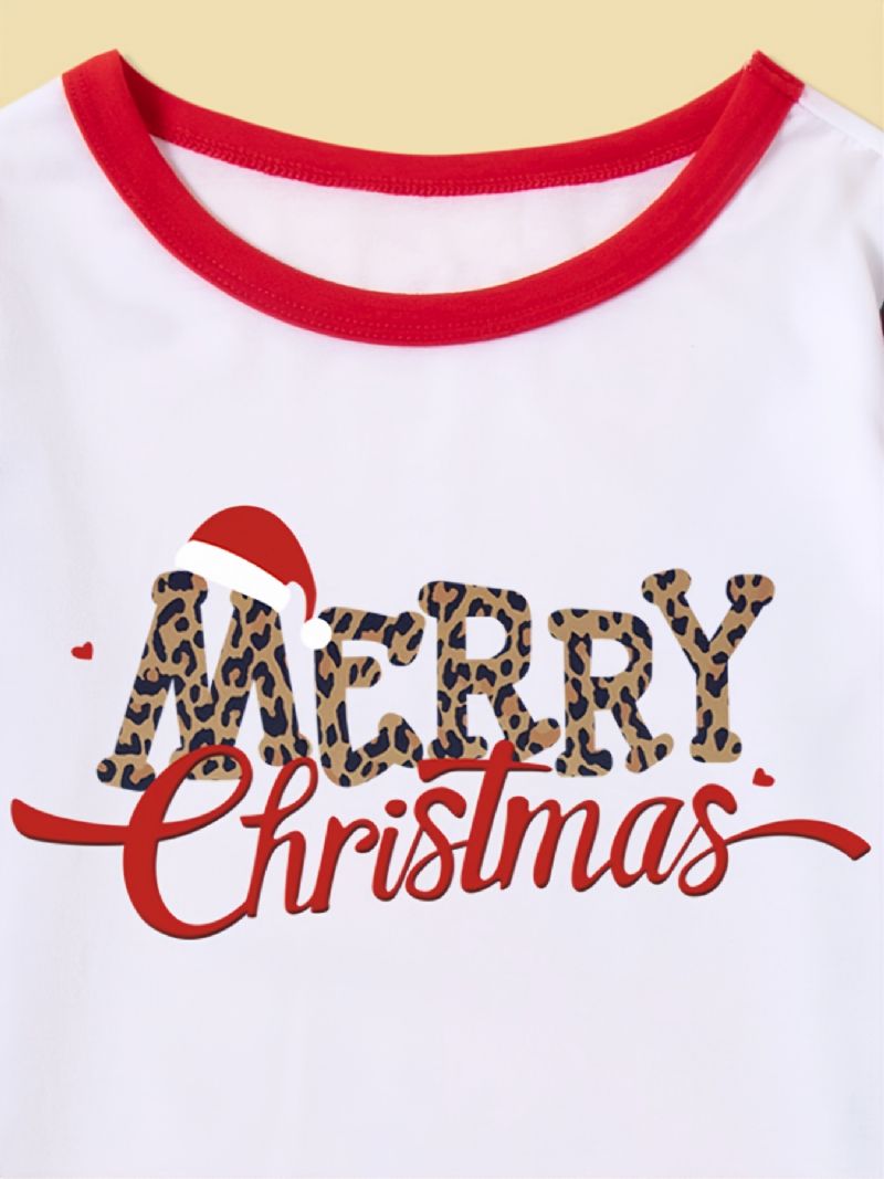 Jul Forældre-barn Afslappet Julemand Alfabet Print Pyjamas Sæt