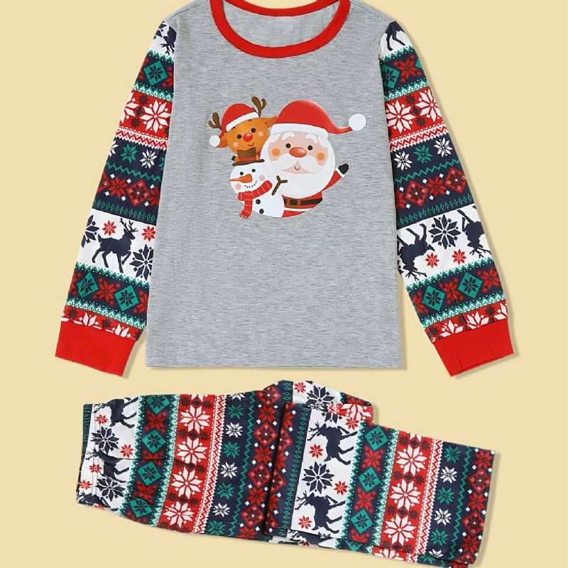 Juleforældre-barn Julemand Elk Snowman Print Pyjamassæt