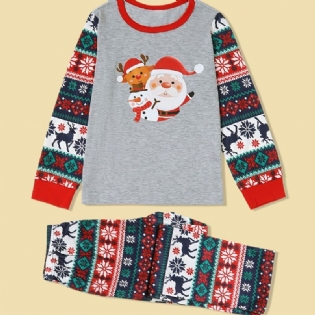 Juleforældre-barn Julemand Elk Snowman Print Pyjamassæt