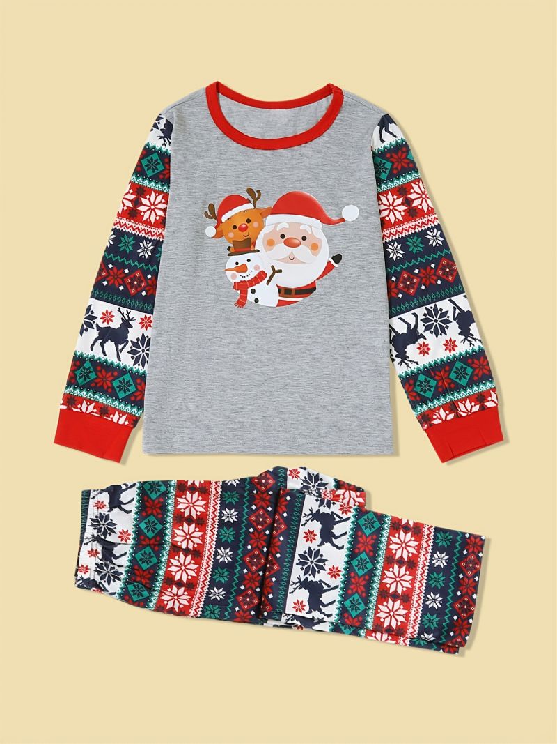 Juleforældre-barn Julemand Elk Snowman Print Pyjamassæt