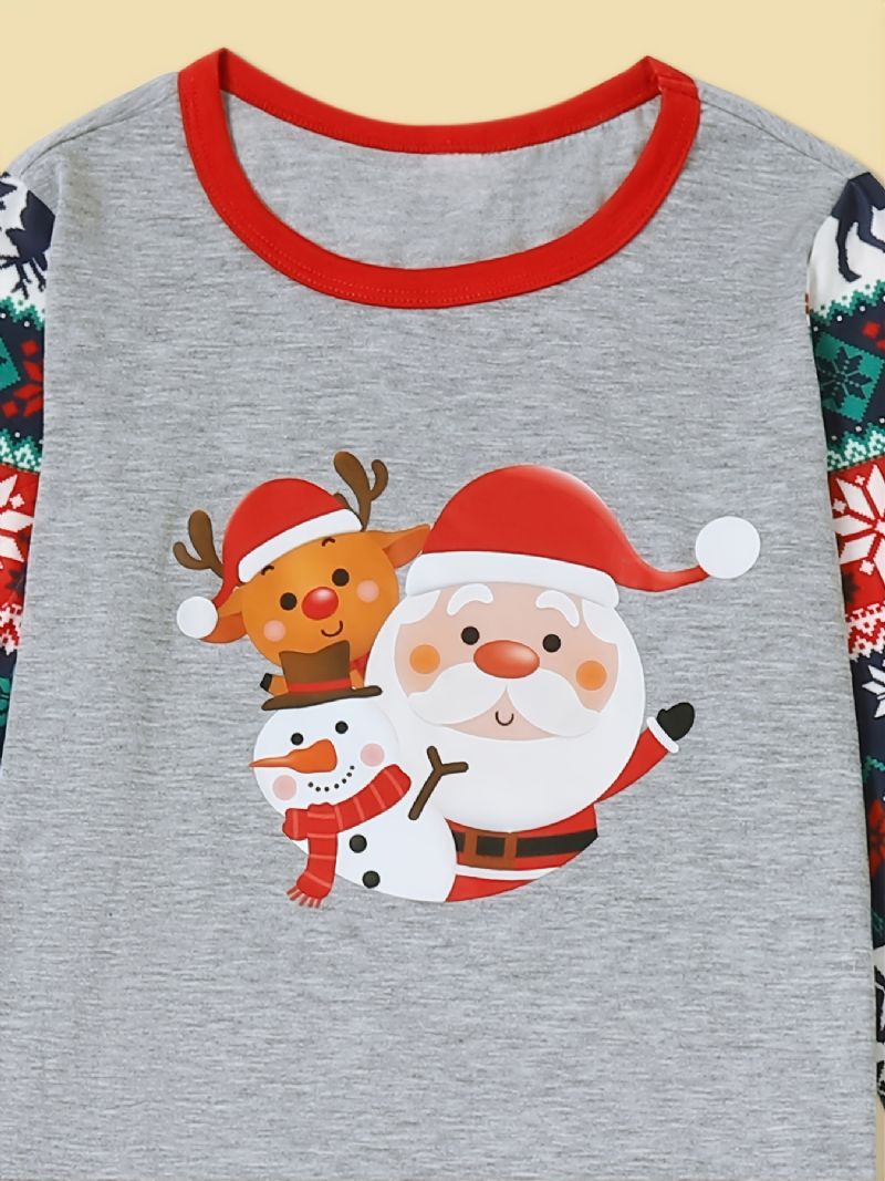 Juleforældre-barn Julemand Elk Snowman Print Pyjamassæt