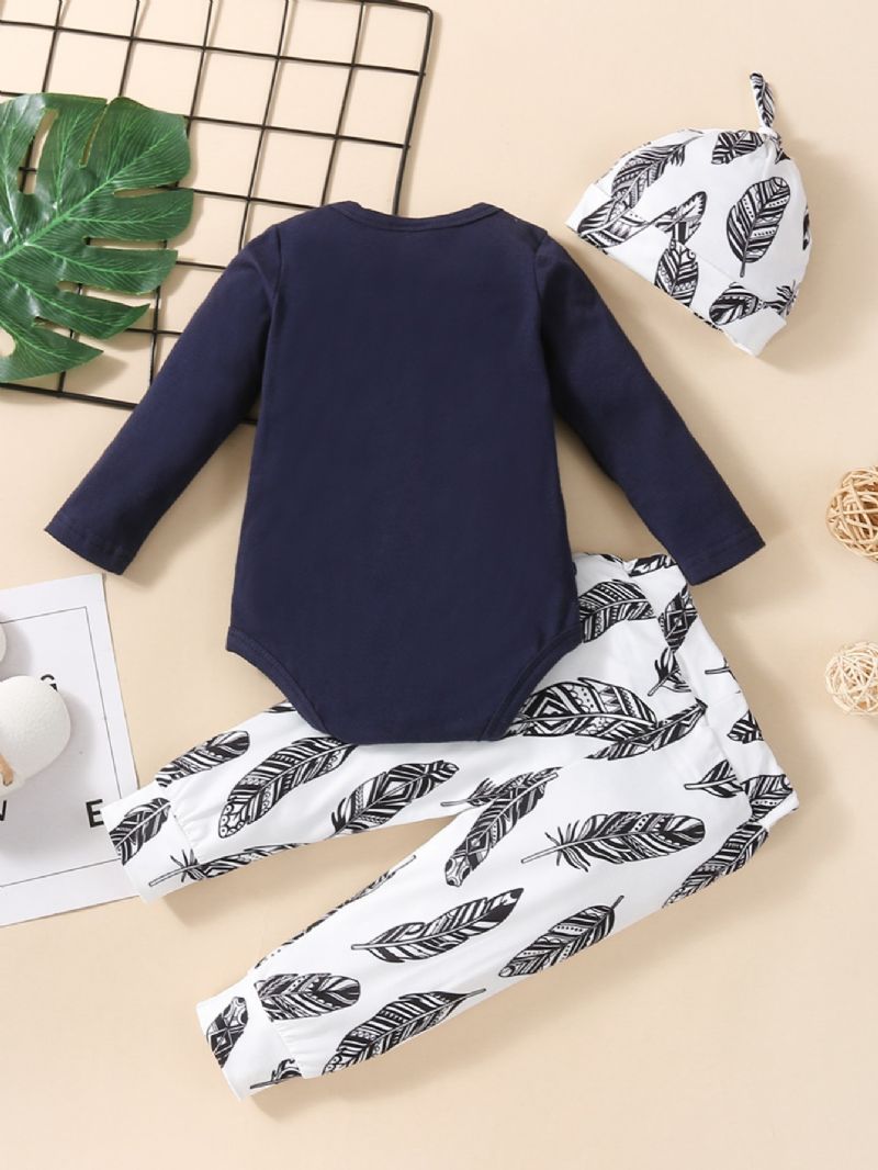 Mama's Drenge Letter Print Langærmet Pullover Sweatshirt Bukser Sæt 3 Stk