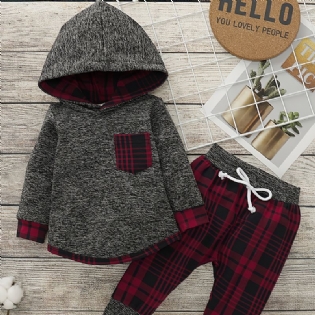 Nyfødt Baby Drenge Piger Langærmet Hættetrøje + Plaid Bukser Sæt Babytøj Outfit Til Jul