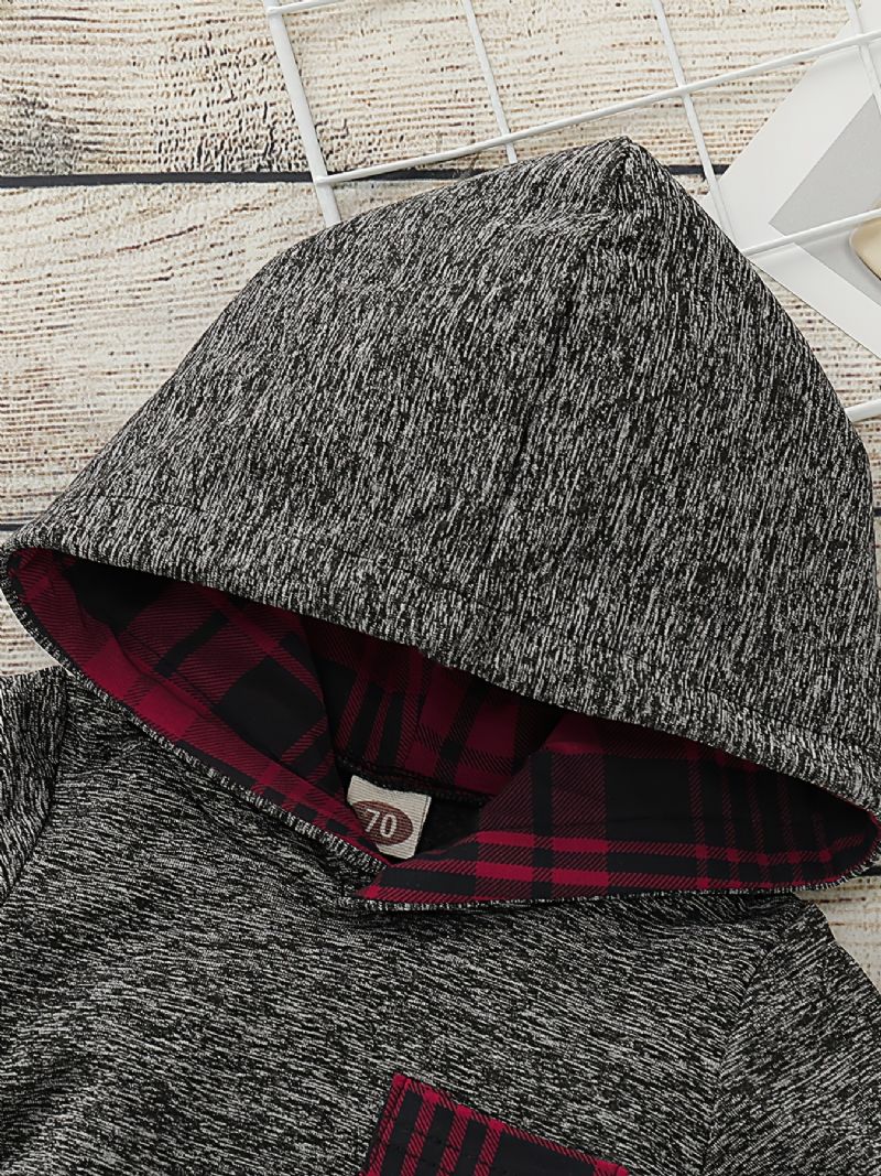 Nyfødt Baby Drenge Piger Langærmet Hættetrøje + Plaid Bukser Sæt Babytøj Outfit Til Jul