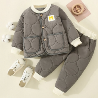 Toddler Baby Botton-up Jakke + Matchende Bukser Outfit Sæt Vinter Nyt Babytøj Til Drenge Piger