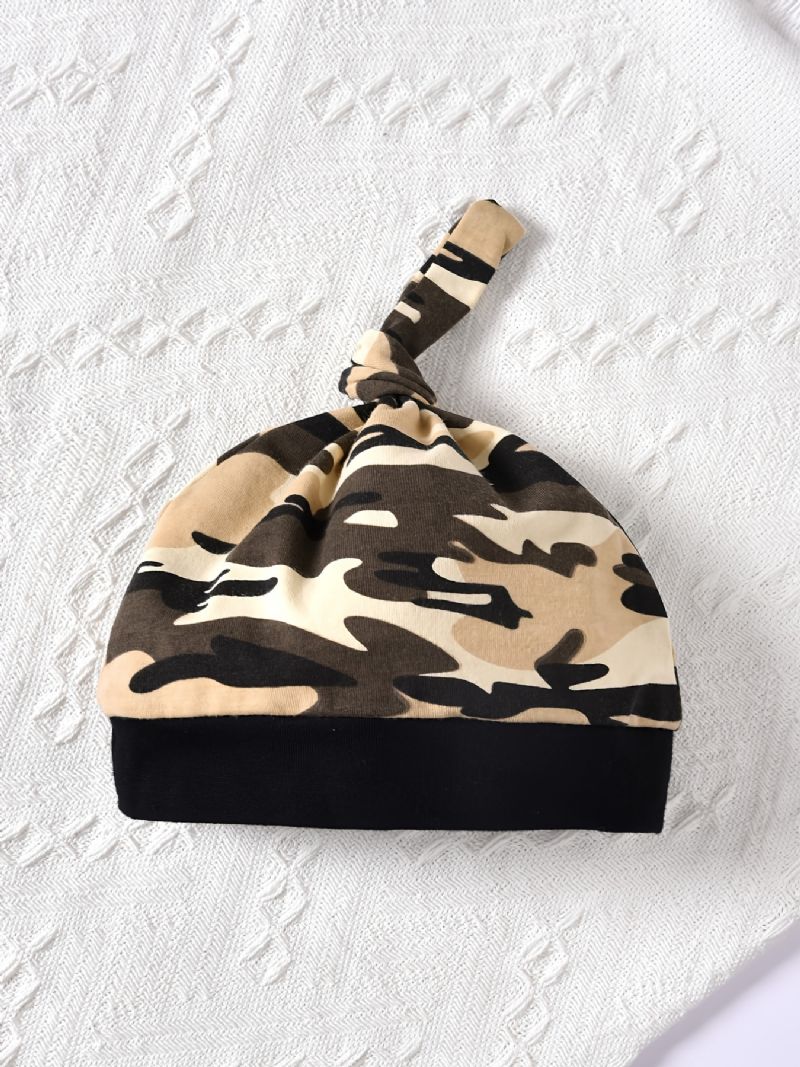 Toddler Baby Drenge Bodysuits Camouflage Print Langærmede Rullebukser & Bukser & Hatte & Pandebånd Sæt