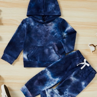 Toddler Baby Drenge Tie Dye Hættetrøje Langærmet Lomme Sweatshirt & Bukser Sæt Børnetøj