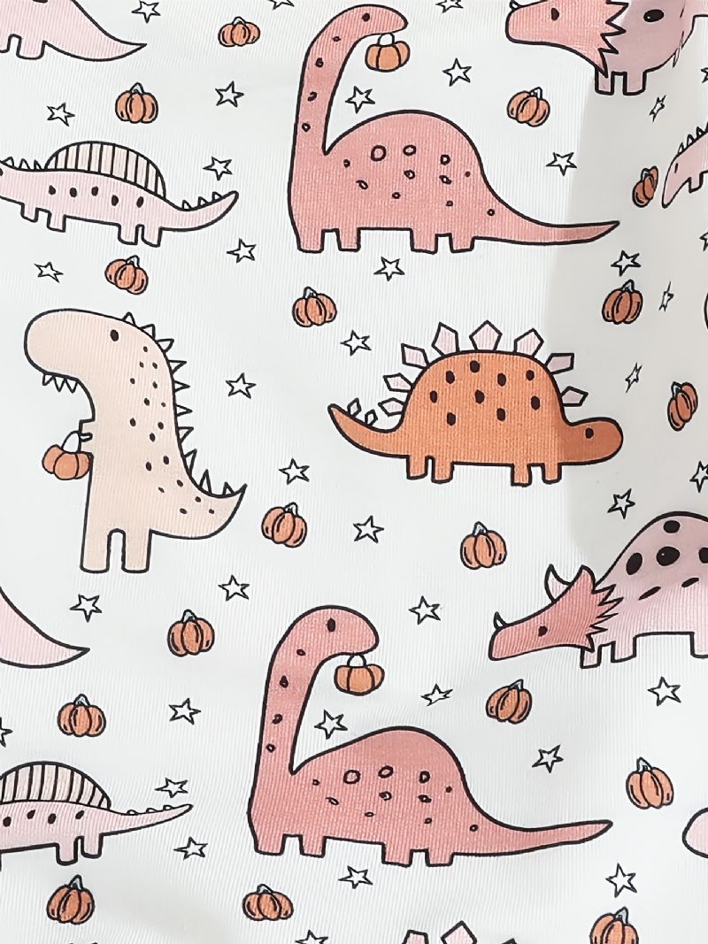 Toddler Baby Pullover Dinosaur Print Langærmet Sweatshirt Med Rund Hals Top Og Bukser Sæt Til Drenge Piger Børnetøj