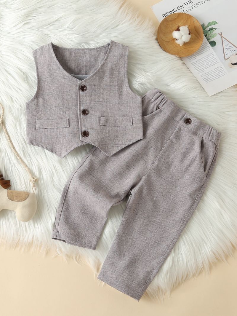 Toddler Drenge Gentleman Vest Og Bukser