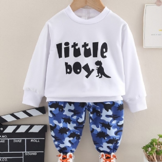 Toddler Drenge Print Letter Lille Dreng Rundhals Sweatshirt Camouflage Buksesæt