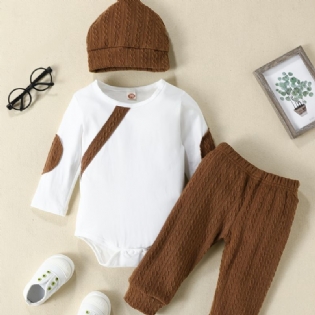 Toddler Newborn Baby Drenge Langærmet Romper + Bukser + Hatte 3 Stk Sæt