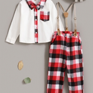 Todelt Baby Drenge Suspender Plaid Bukser