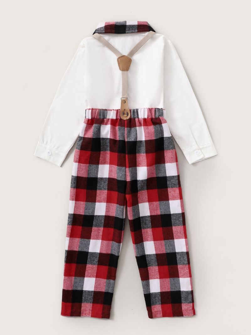 Todelt Baby Drenge Suspender Plaid Bukser