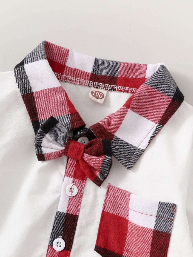 Todelt Baby Drenge Suspender Plaid Bukser