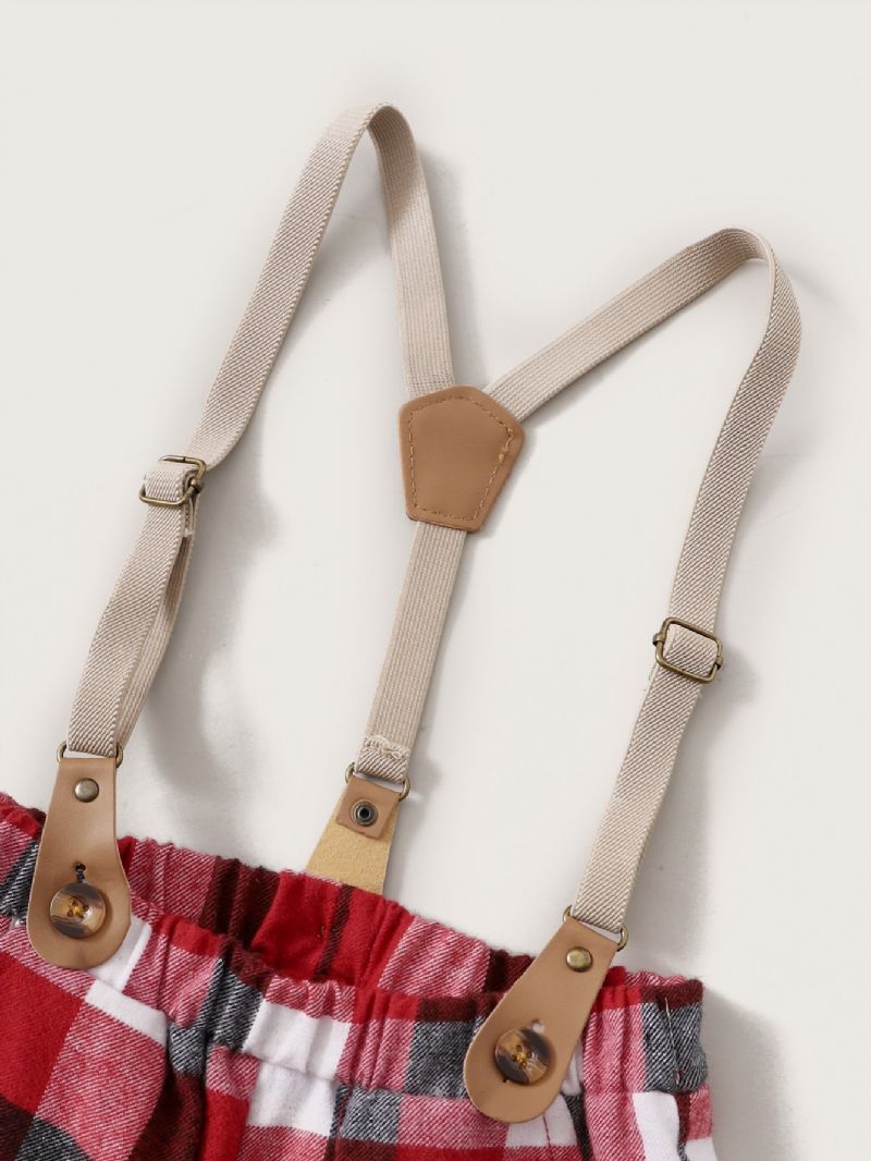 Todelt Baby Drenge Suspender Plaid Bukser