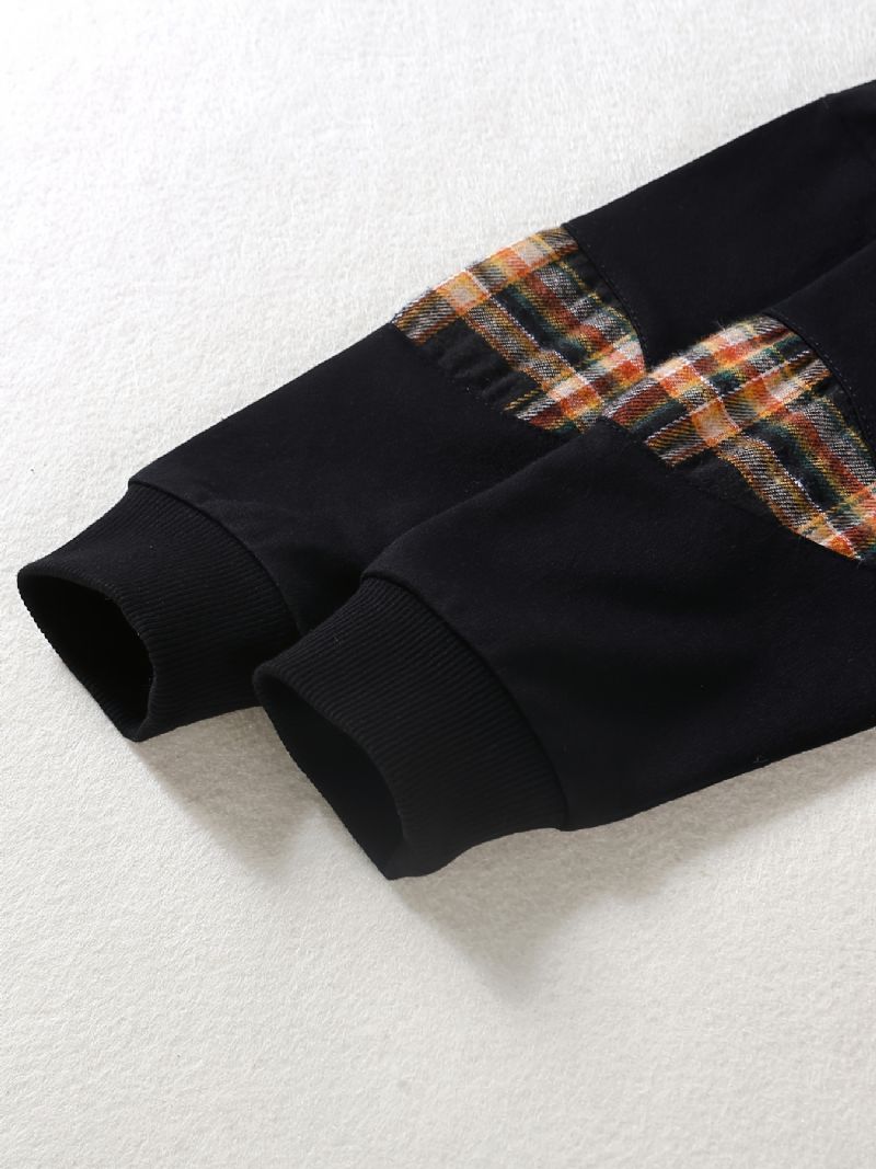 2 Stk Baby Piger Brev Patchwork Pullover Langærmet Sweatshirt & Plaid Nederdel Børnetøj