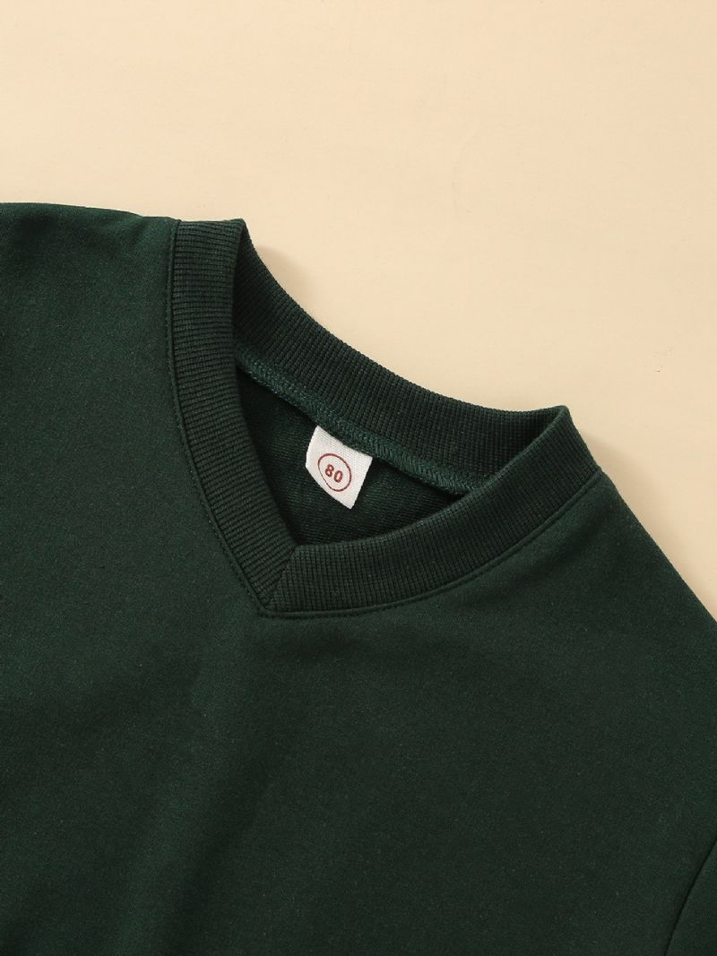 2 Stk Piger Vintage V-hals Sweater & Plisseret Nederdel Til Vinter