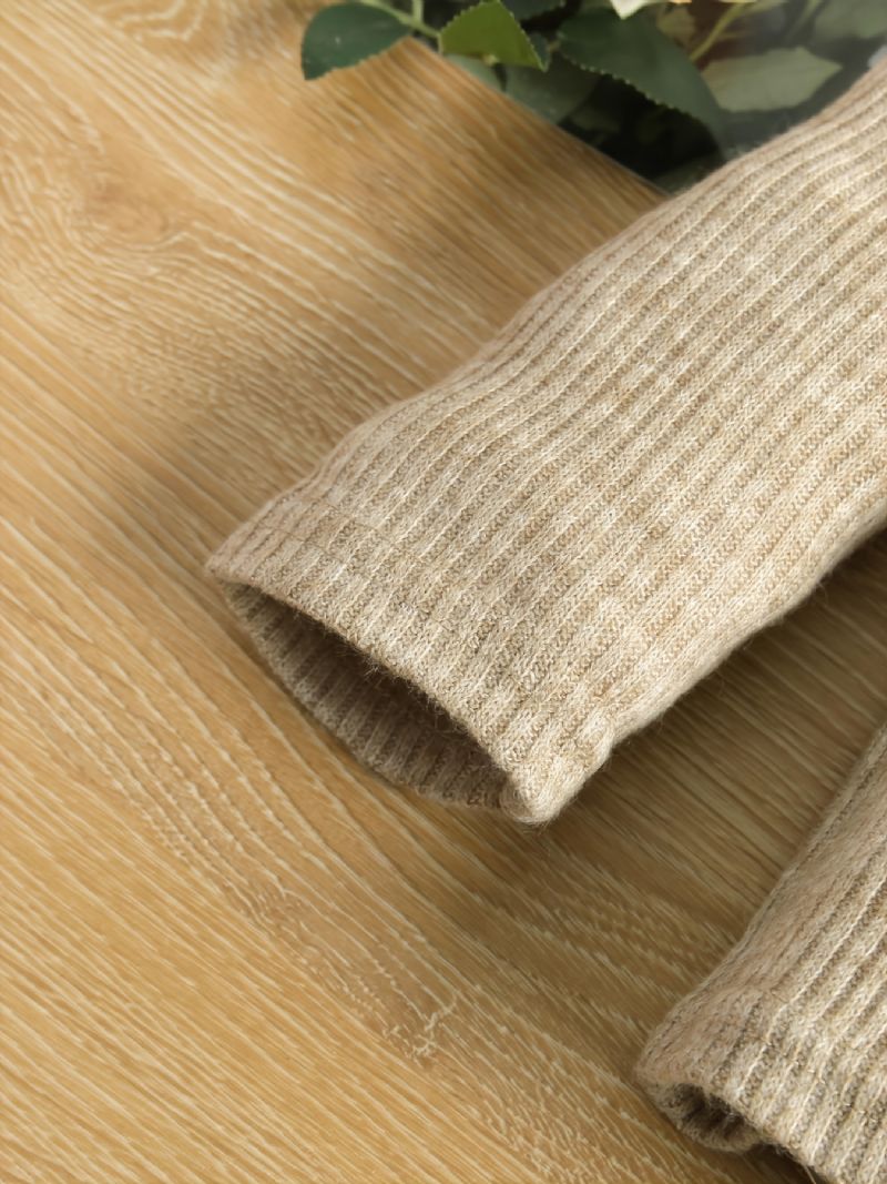 2 Stk Sød Elegant Nederdel Til Piger Med Strikket Sweater Med Høj Hals Og Plaid Til Vinterfest