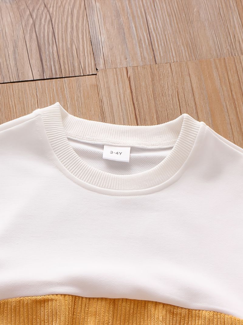 2 Stk Søde Piger Nederdel Sæt Med Syning Termisk Trøje Sweatshirt & Button Down Sløjfe Snøre Til Vinter